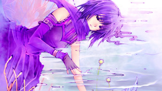 Woman purple water arms outstretched - her pocket free wallpaper