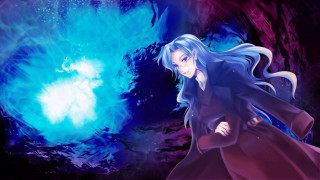 Woman long dress blue light - a blue flame free wallpaper