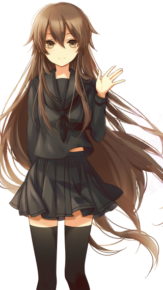 Girl long hair black boots - an anime free wallpaper