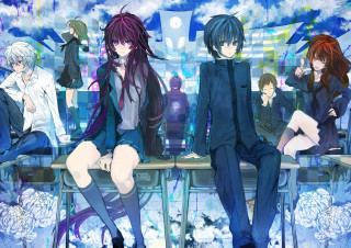 People bench window clouds sky - figurative free wallpaper