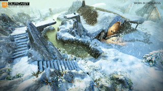 Snow covered area building bridge - cao zhibai free wallpaper