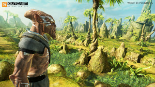 Man palm tree jungle field - neoprimitivism free wallpaper for desktop