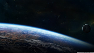 Earth space view moon distant - a moon in the distance free wallpaper
