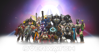 Overwatch characters purple background group - objective abstraction free wallpaper for desktop