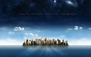 City skyline ocean bright blue - the middle of the ocean free wallpaper