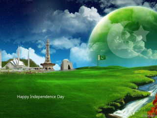 Green landscape flag star river 2 - a green landscape free wallpaper for desktop