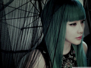 Woman green hair black dress - a black dress holding free wallpaper for desktop