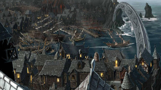 City bridge boat water painting - andreas rocha free wallpaper