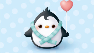 Penguin heart balloon blue background - diego gisbert llorens free wallpaper for desktop