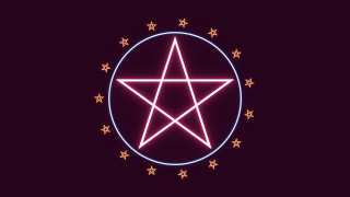 Neon star circle stars dark - occult free wallpaper