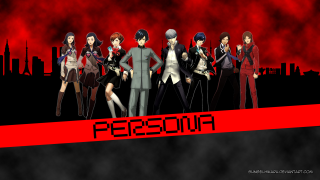 Anime characters red background persona - a group of anime characters free wallpaper for desktop