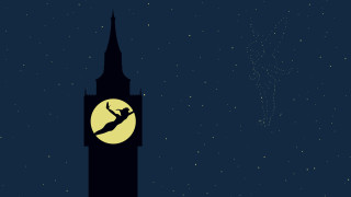 Clock tower falling person night - a full moon in the background free wallpaper for desktop