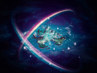 Space station saturn stars handprint - the bottom of the image free wallpaper for desktop