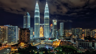 Night city view tall buildings 2 - tall building free wallpaper