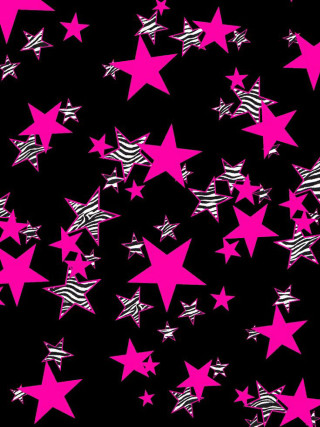 Black background pink stars stripes - bridget riley free wallpaper for mobile