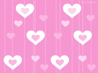 Pink background hearts hanging strings - string free wallpaper