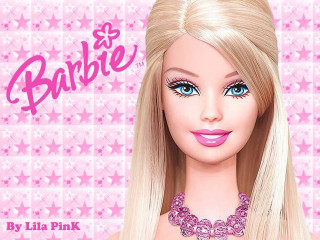 Barbie blonde hair pink dress - a pink background free wallpaper