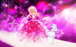 Barbie poodle pink dress stars 2 - promotional free wallpaper for desktop