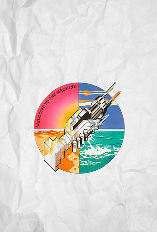 Machine gun drawing rainbow background - album cover free wallpaper for mobile