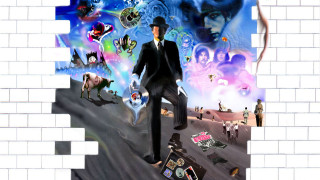 Man suit tie walking street 3 - surrealist free wallpaper