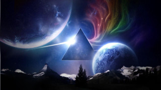 Triangle star planet background rainbow - a star in the middle of it free wallpaper