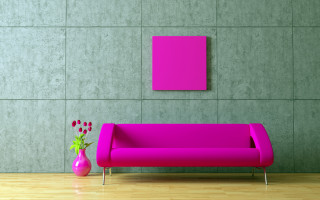 Pink couch vase flower minimalist - a green wall free wallpaper