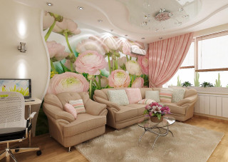 Living room floral mural coffee - a vase of flowers free wallpaper