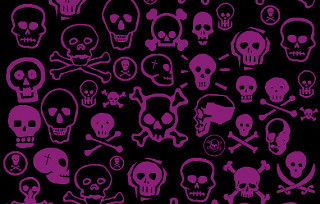 Skulls bones black background purple - a silk screen free wallpaper for desktop
