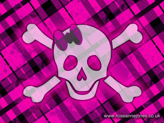 Skull crossbones bow pink checkered - elaine hamilton free wallpaper