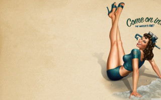 Woman beach bathing suit wine - her hand and a hat free wallpaper