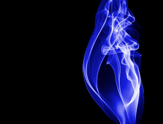 Blue smoke swirls dark black - volumetric free wallpaper