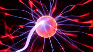 Red blue object white cord - plasma free wallpaper for desktop