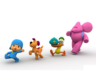 Cartoon characters running together line - diego gisbert llorens free wallpaper for desktop