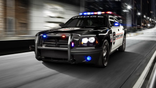 Police car city night lights - the light free wallpaper
