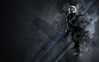 Man suit helmet gun blue - blue line free wallpaper