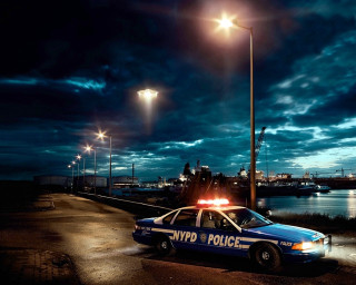 Police car night city street 2 - david lachapelle free wallpaper