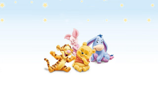 Winnie the pooh friends sitting 2 - a white surface free wallpaper