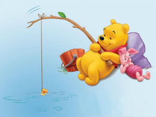 Winnie the pooh swinging tree - funny free wallpaper for desktop