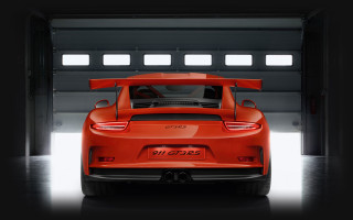 Red sports car garage hood - its hood open free wallpaper