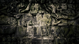 Stone wall carvings tree background - ambient free wallpaper