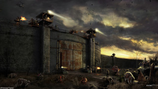 People field building fire painting - matte painting concept art free wallpaper for desktop