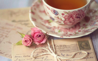 Tea rose table postcard envelopes - morning free wallpaper