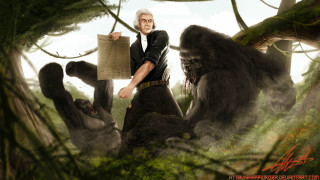 Man holding sign gorilla forest - christopher moeller free wallpaper