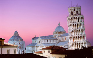 City tower clock dusk pink - pastell free wallpaper