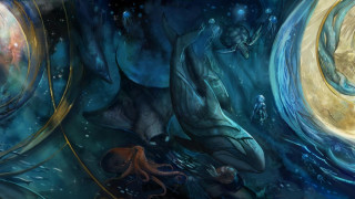 Man woman boat octopus water - league of legends concept art free wallpaper for desktop
