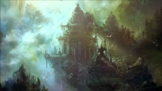 Castle sky clouds birds flying - craig mullins free wallpaper for desktop