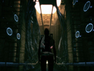 Person standing tunnel light ceiling - mass effect free wallpaper for desktop