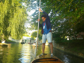 Man boat river pole flag - action free wallpaper