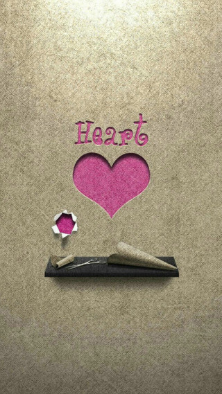 Scissors cutting paper heart heard - naive free wallpaper for mobile