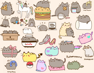 Colorful cats variety sizes different - a detailed drawing free wallpaper